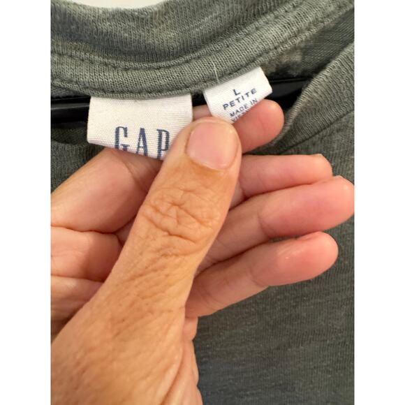 Gap Olive Green T-Shirt Dress Size Large Petite | Cap Sleeves | Cotton Blend - Picture 4 of 4